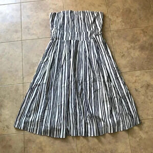 Club Monaco cotton striped strapless dress
